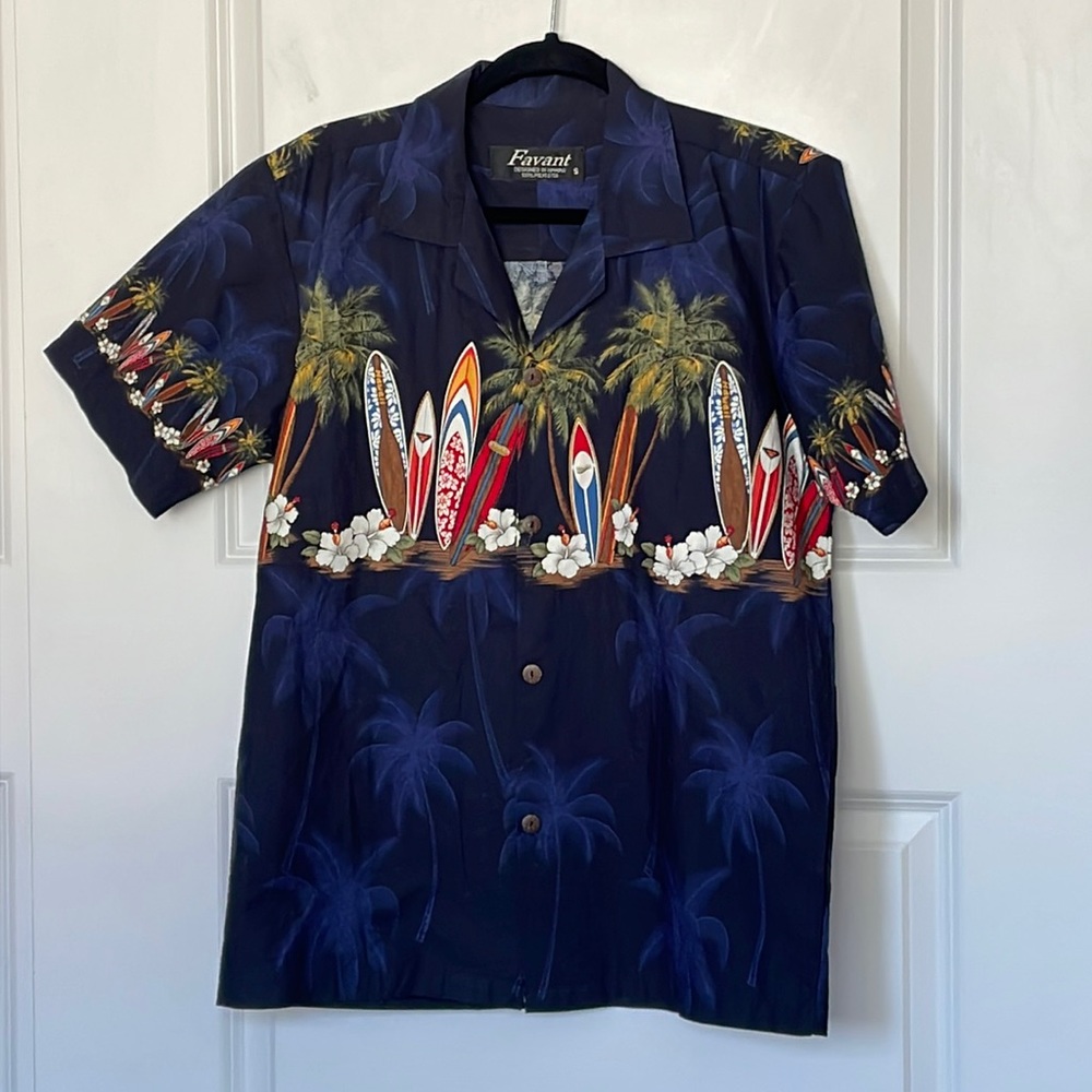 Favant Mens Hawaiian Shirt Small Surfboards